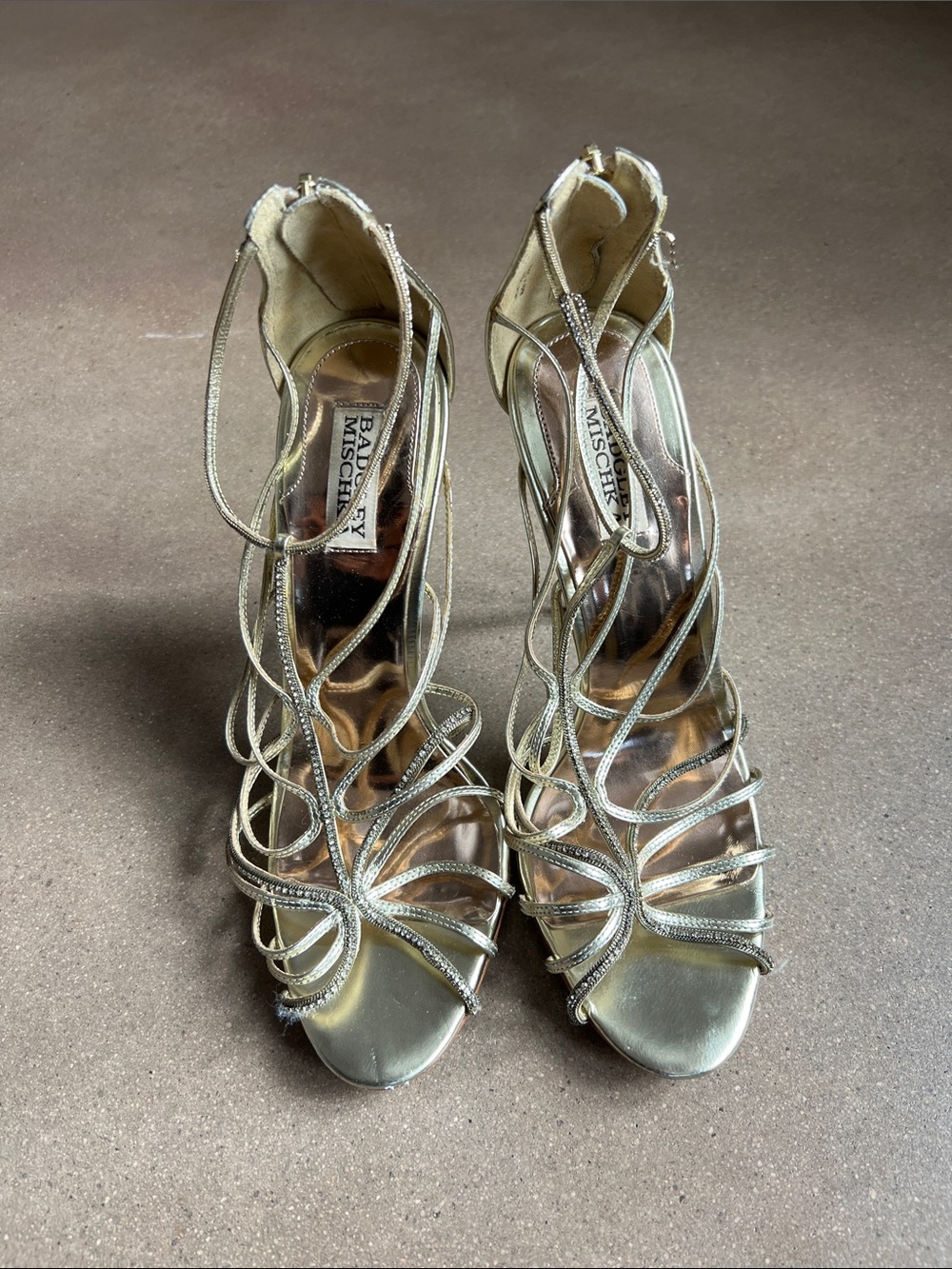 Badgley Mischka Gold Strappy High Heels
